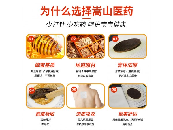 嵩山少派小兒咽扁舒痛保健貼蜂蜜貼膏(非扁桃體腫咽喉痛)貼膏批發(fā)
